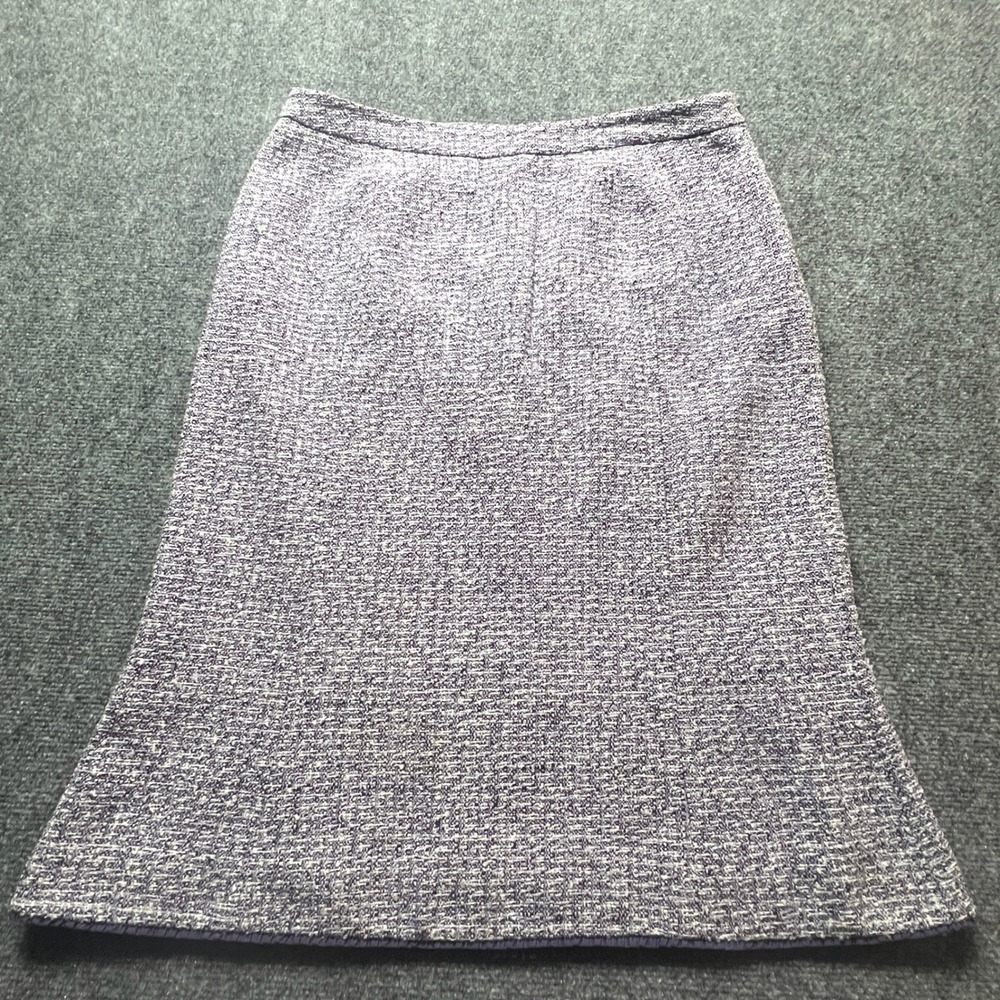 Vintage Doncaster Silk Blend Tweed A-Line Skirt Purple White Ribbon Trim Size 12